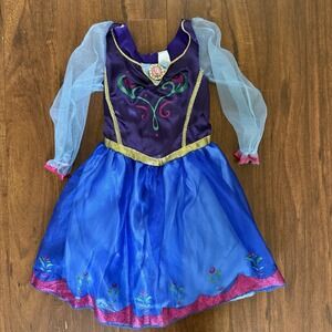 Disney Jakks Girls Anna Frozen Costume Dress Long Sleeve Traveling Size 4-6X